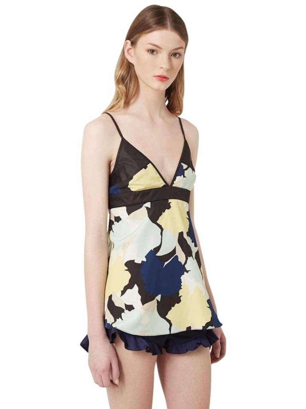 Topshop By Unique Womens Abstract Floral Print Tank Top/Cami 12 Large